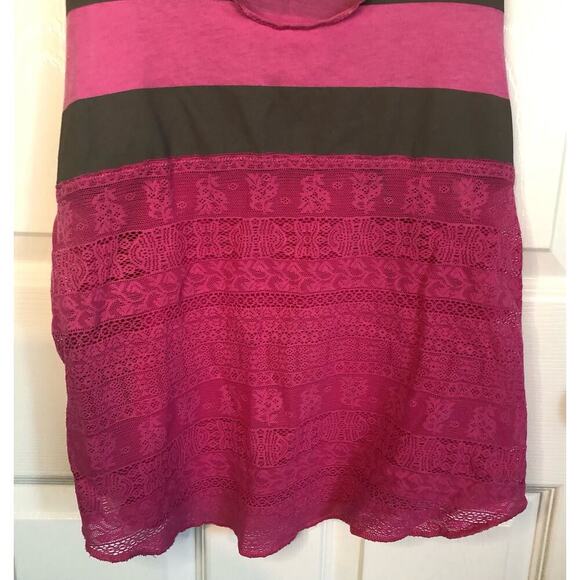 We The Free Scoop Neck Knit & Lace Pink & Gray Racerback Tank Top Size Medium - Picture 5 of 8